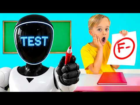 Vlad and Niki - A funny story about a new robot teacher - Funny stories for kids