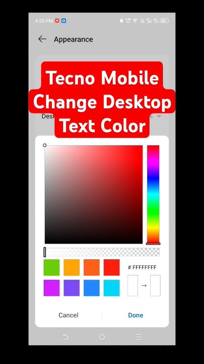 How to Change Desktop Text Color in Tecno Mobile || Change Text Color ...