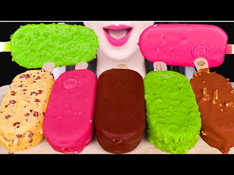 ASMR MAGNUM ICE CREAM PARTY *CHOCOLATE, RUBY, ALMOND, COOKIE&CREAM 매그넘 아이스크림 먹방 JANE ASMR 제인