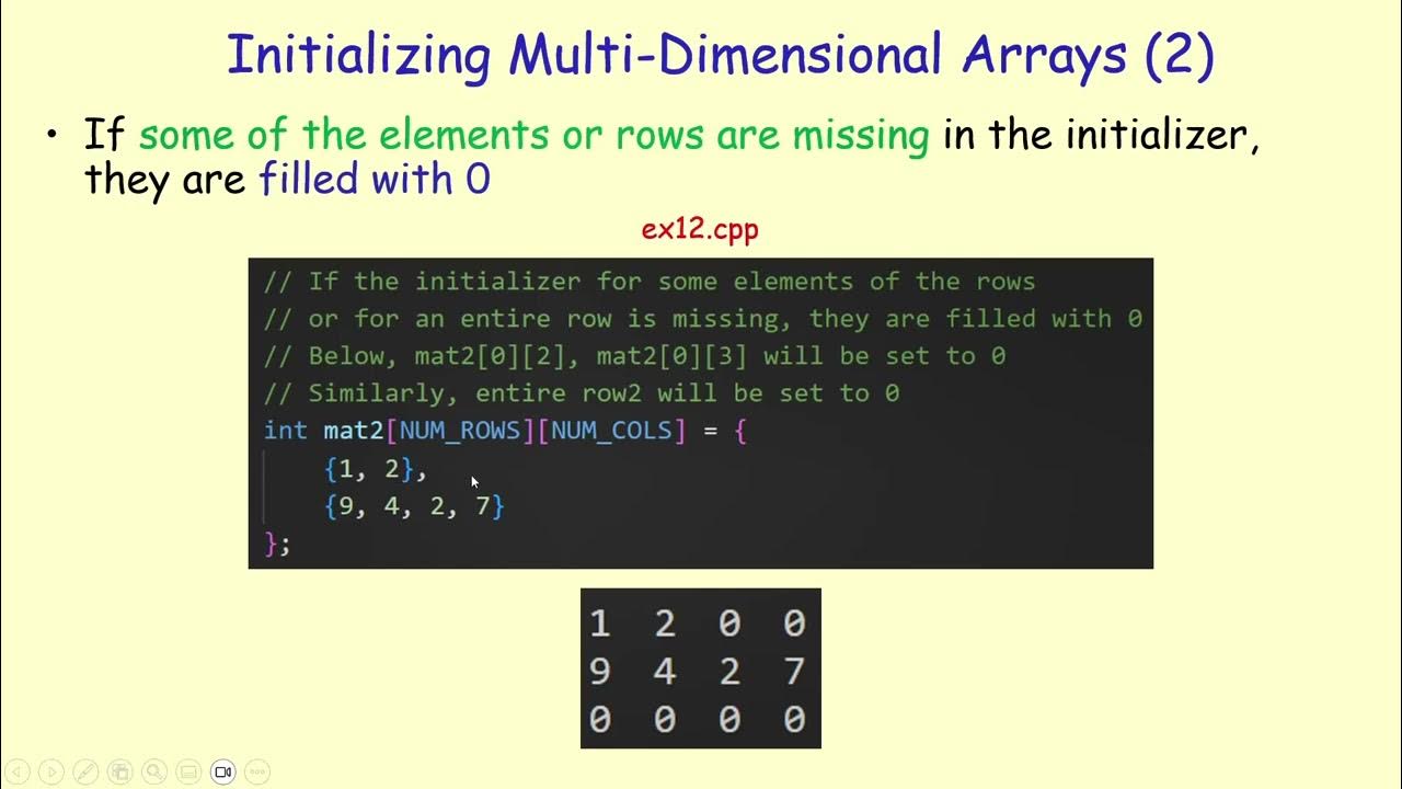 Multi-dimensional arrays: Declaration, initialization, manipulation ...