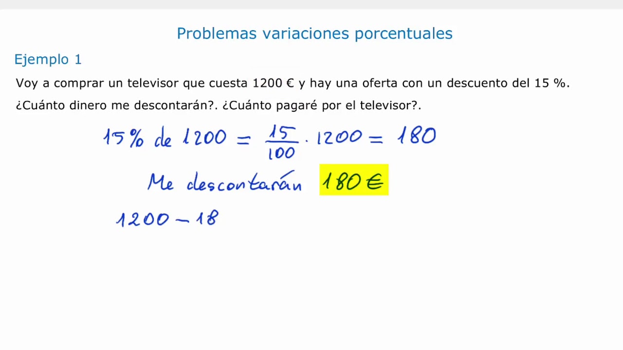 Primero de ESO. Porcentajes.Variaciones porcentuales YouTube Primero de ESO. Porcentajes.Variaciones porcentuales YouTube