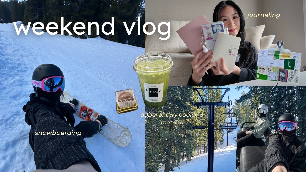 FUN WEEKEND IN MY LIFE ❄️: making matcha, snowboarding, dubai chewy cookie, kbbq, journal with me