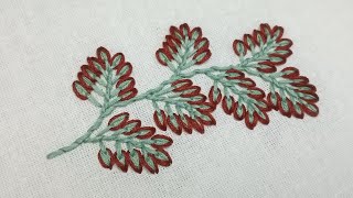 Stylish Leaf Border Design For Kurti Or Dupatta | Easy Hand Embroidery Leaf Pattern For Beginners |