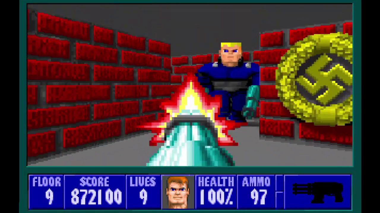 Wolf3D Playthrough Episode 1 Floor 9 (Boss: Hans Grosse)