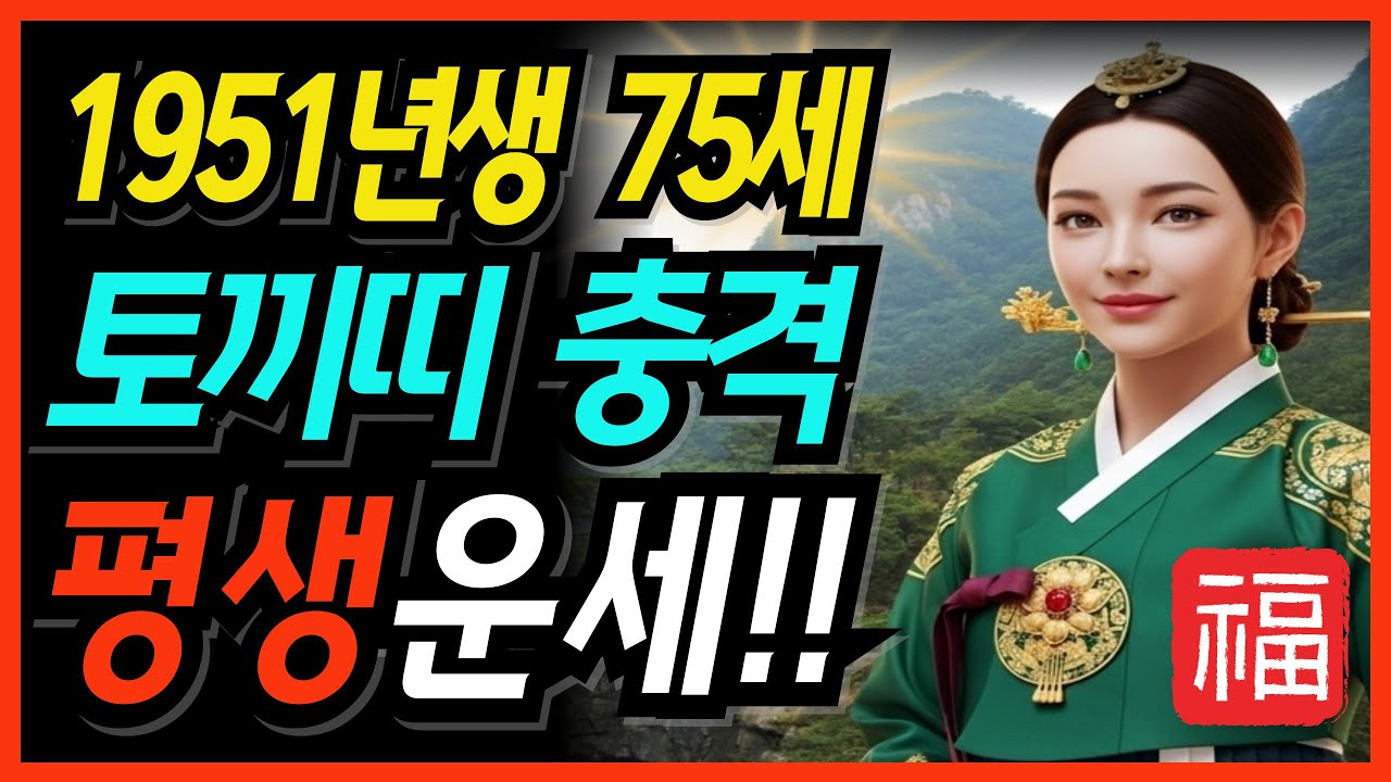 미친 토끼띠 운세! 1951년생 75세 신묘생 토끼띠의  평생운세! 답답했던 지난 모든 날을 보상받는다!