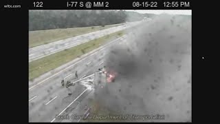 I-77 southbound remains blocked at Mile Marker 2 after tractor-trailer fire