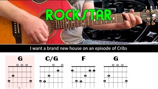 ROCKSTAR - Nickelback - Guitar lesson - Acoustic guitar (with chords & lyrics)