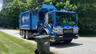 2 Republic Services Heil DuraPack Pythons Collecting recycling