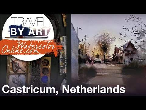 #169 Travel by Art, Ep. 41: Morning in Castricum, The Netherlands (Watercolor Cityscape Tutorial)