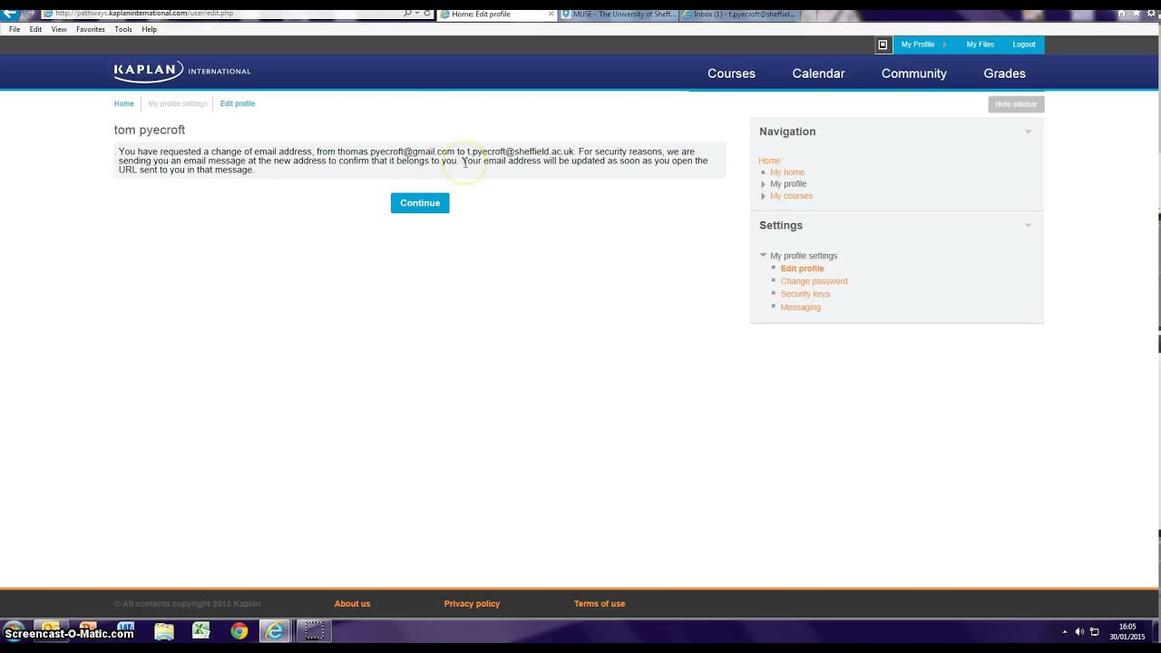 VLE How to change email address avi - YouTube