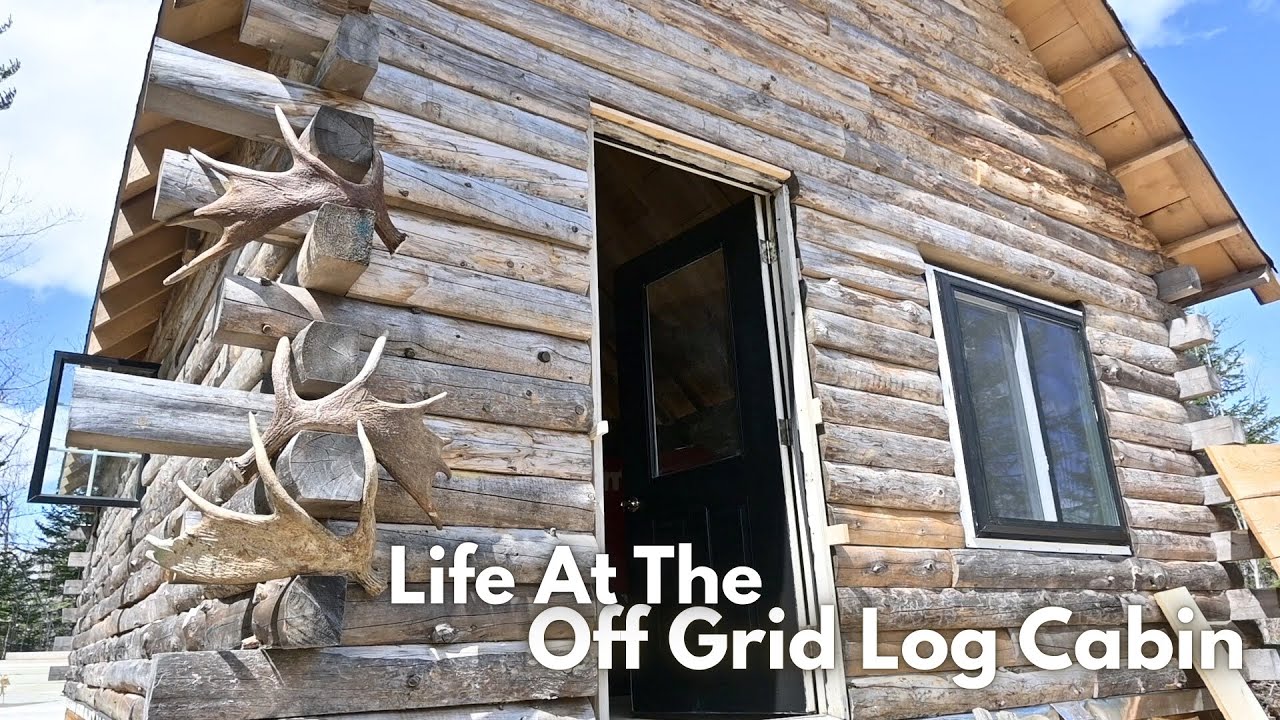 Day 3: Slow Morning Finishing the Windows in the Off Grid Log Cabin ...