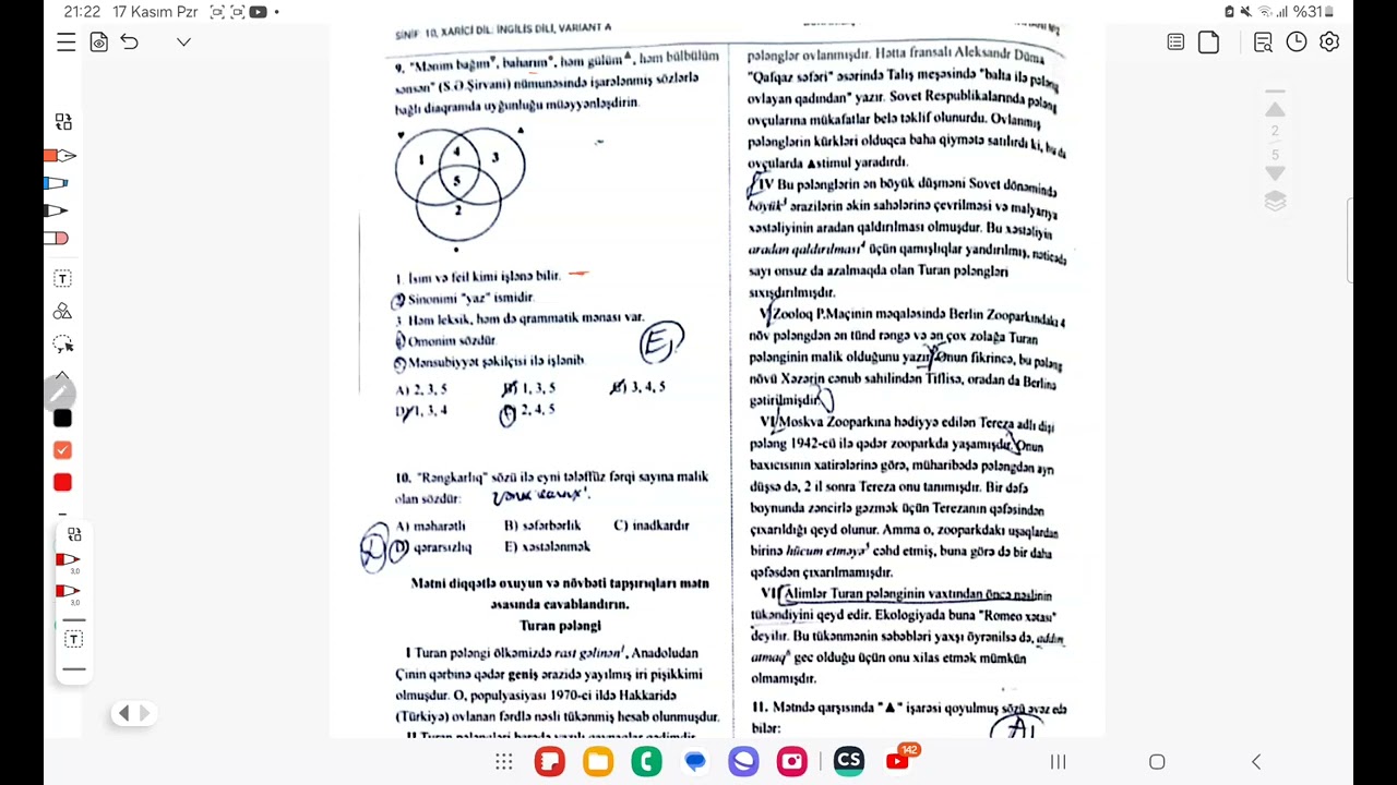 OTK.10-cu sinif.Azərbaycan dili fənninə aid testlərin izahı.17 noyabr 2024-cü il (17.11.2024)