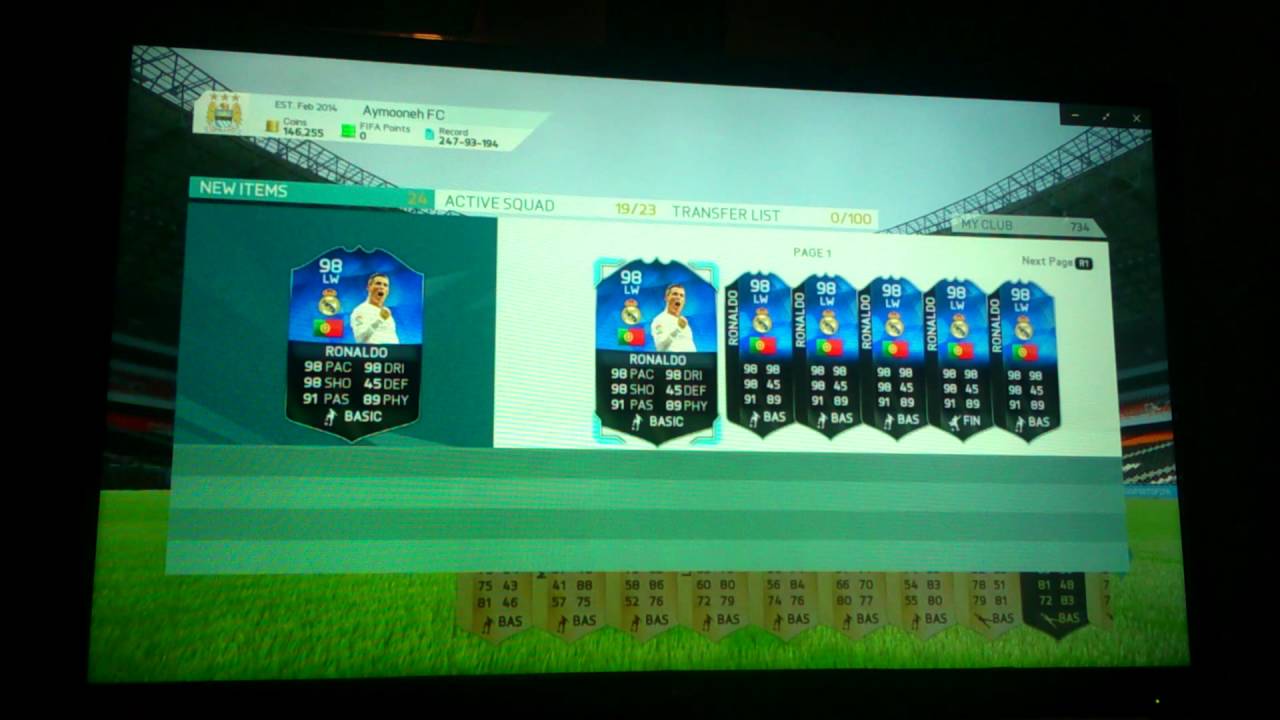 Fifa 16 pack opening TOTY RONALDO !!!!!
