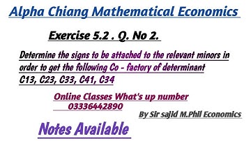 Determine the signs to be attached minors in order to get the following Co - factory of determinant.