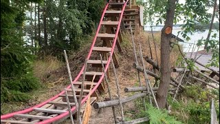 Homemade pvc backyard roller coaster.