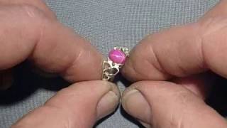 Sterling silver Triskel ring, pink star ruby