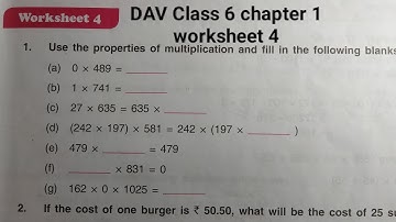 DAV Class 6 maths chapter 1 worksheet 4 ।। Class 6 math chapter 1 worksheet 4 dav public school