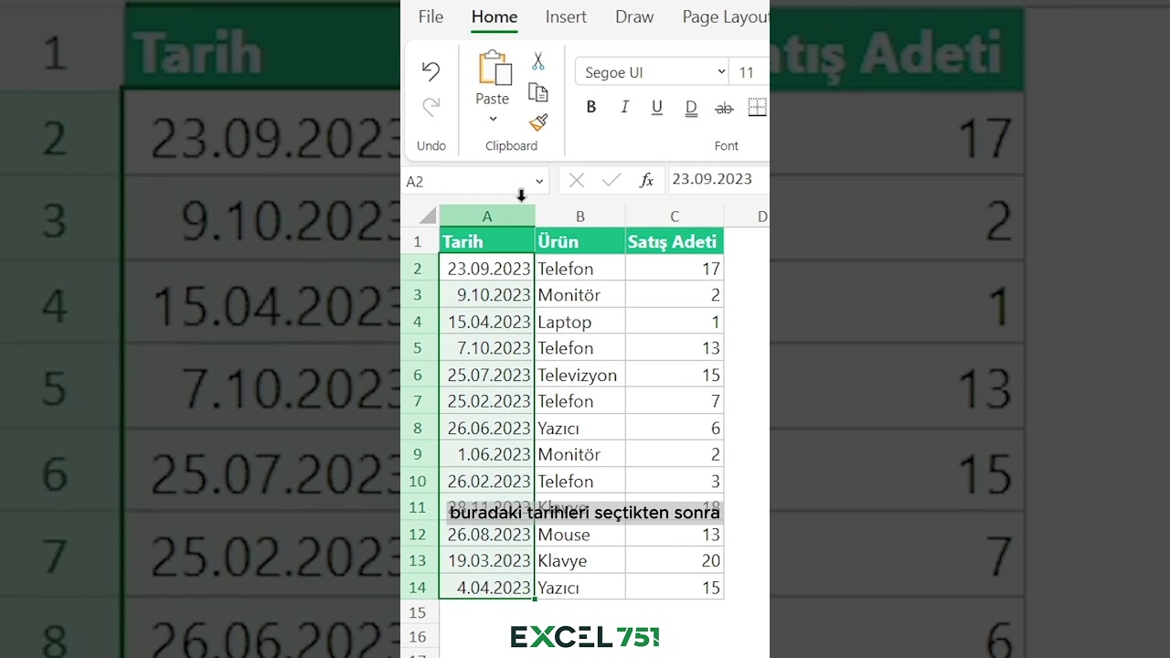 Excel - Tarihleri Takvimden Seçme *YENİ ÖZELLİK* | EXCEL 751 #excel751 #excel