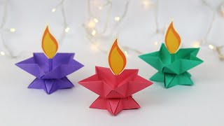 Paper Diya Making | Diwali Decoration Ideas At Home | Diya Decoration | Origami Paper Candle