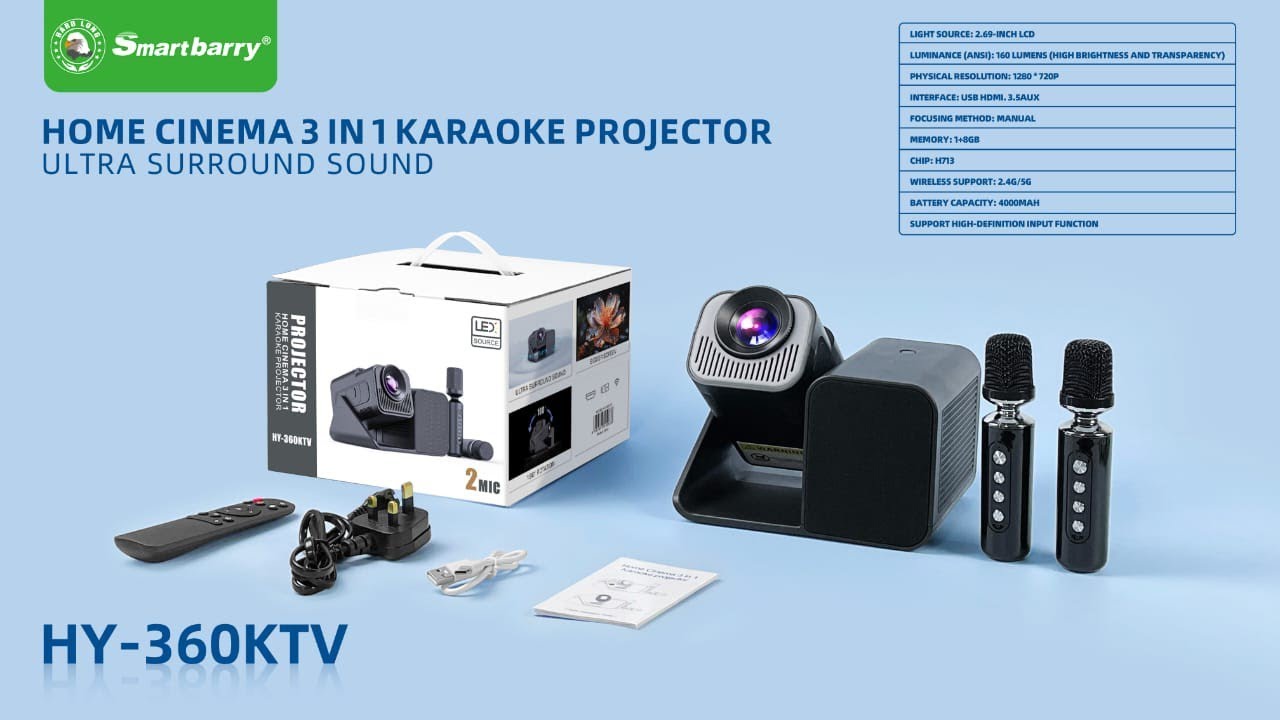 Hy360ktv Multifunctional Karaoke Projector With Microphone