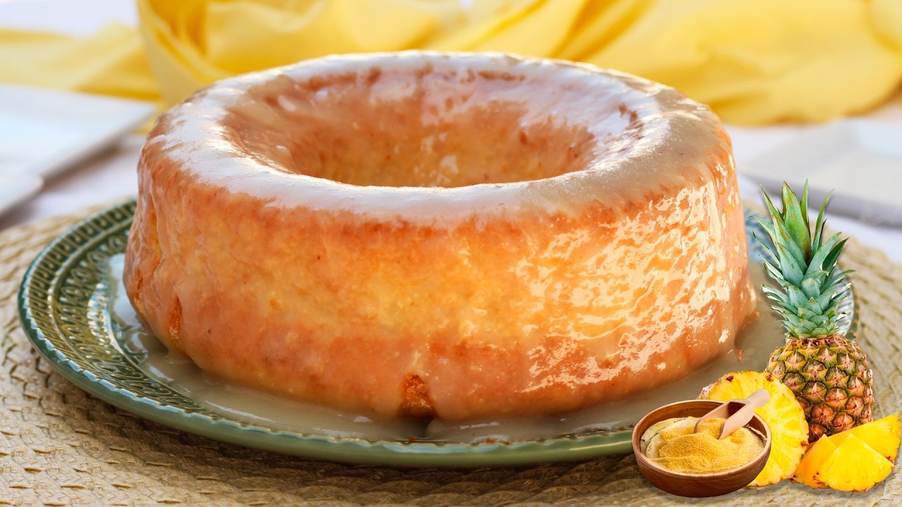 Bolo de Fubá Fofinho com Abacaxi (Sem Trigo e Sem Glúten) | Receita Fácil