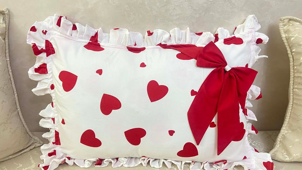 درا تاع القلوبة الي دائما  تحوسو عيه❤️❤️ كيفية  تفصيل وخياطة  مخدة بالكشكشة والربطة 