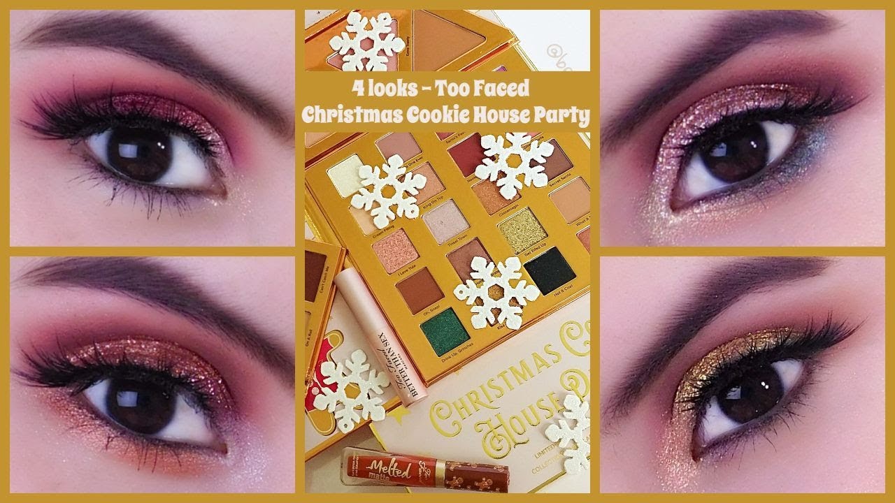 Too Faced Christmas Cookie House Party Set Review 4 Looks 1 Palette Holiday Collection 2019 Youtube