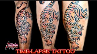 Tiger Tattoo Calf | Tattoo TimeLapse | Clitche Tattoo TV
