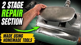 2 Stage car panel repair section / patch. Using homemade tools. Panel beating Tips and Tricks #67