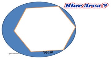 Finding The Blue Area When A Regular Hexagon Is Inscribed In A Circle.