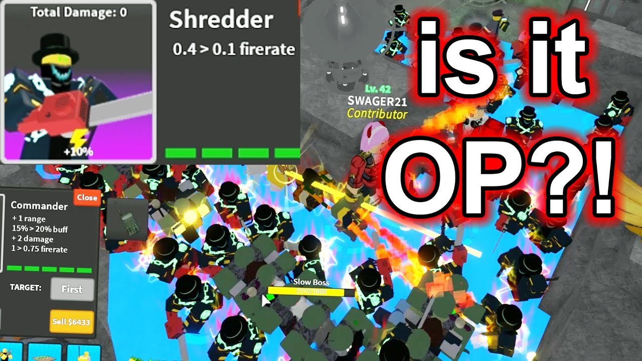 New Shredder Tower Is Over Powered Tds Roblox Youtube - roblox tds slow