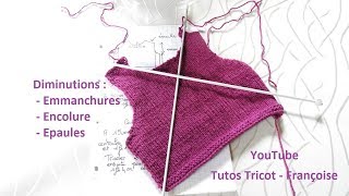 Tuto Tricot Comment réaliser des diminutions d'emmanchures & d'encolure & d'épaules facilement