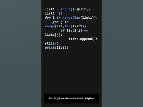 Find Duplicate elements in the list #Python - YouTube