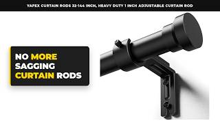 YaFex Curtain Rods 32-144 Inch, Heavy Duty 1 Inch Adjustable Curtain Rod for Windows, Black