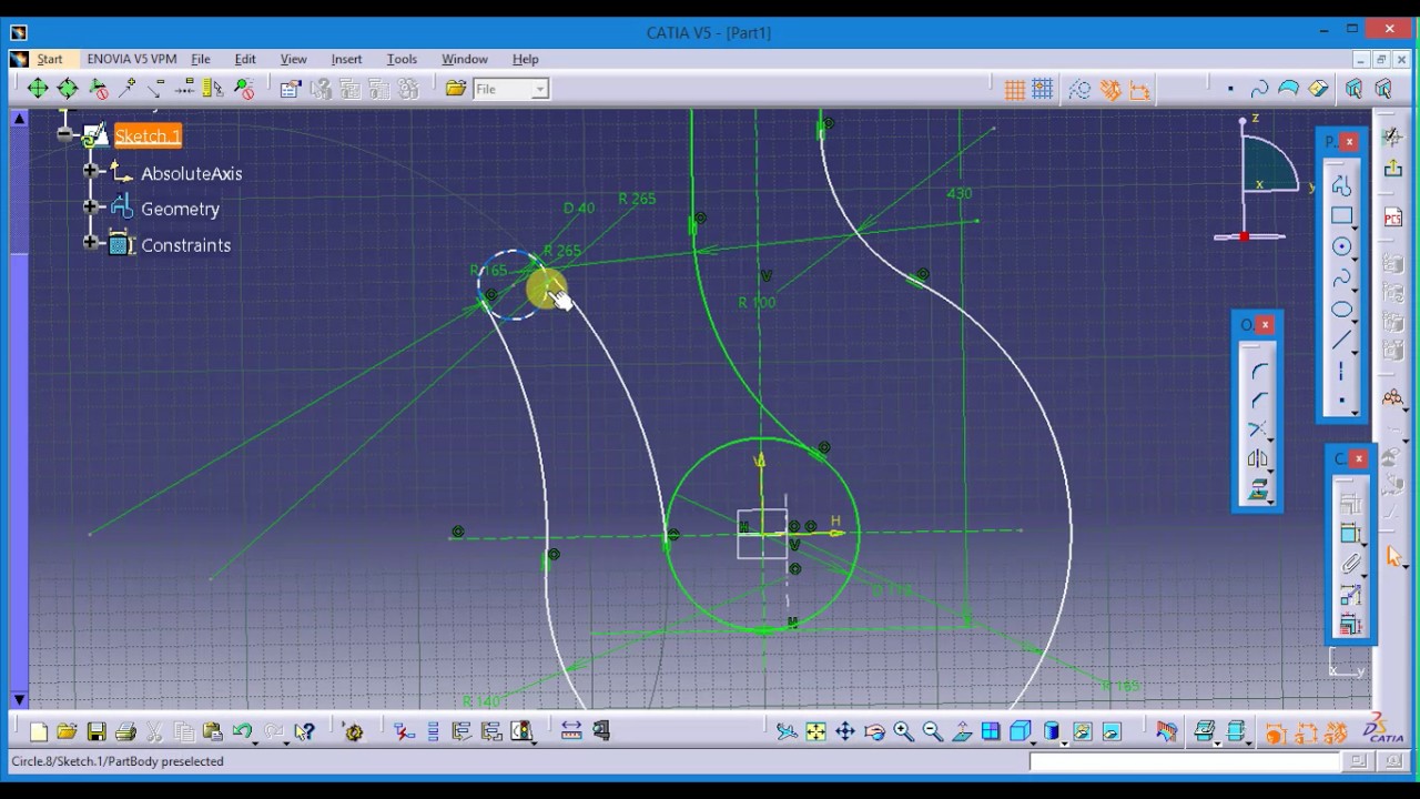 Catia V5 Hook using guide curve part 1