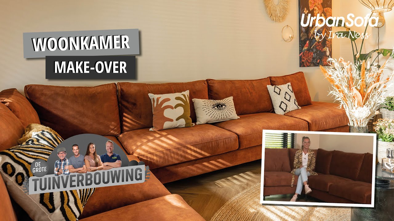 UrbanSofa | Grote Cesano hoekbank in een warme koper kleur | S5E03