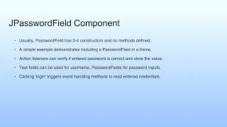 JPasswordField Component | Lecture 43: Swing—I