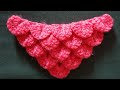 كروشيه🌹 غرزة قشور التمساح المثلثة للشالات والكولات(قناة كشكول بسمة) crochet crocodile stitch