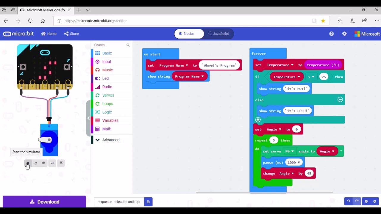 Sequence, Selection and Repetition Program using MakeCode - YouTube