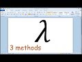 How to insert lambda symbol in microsoft word