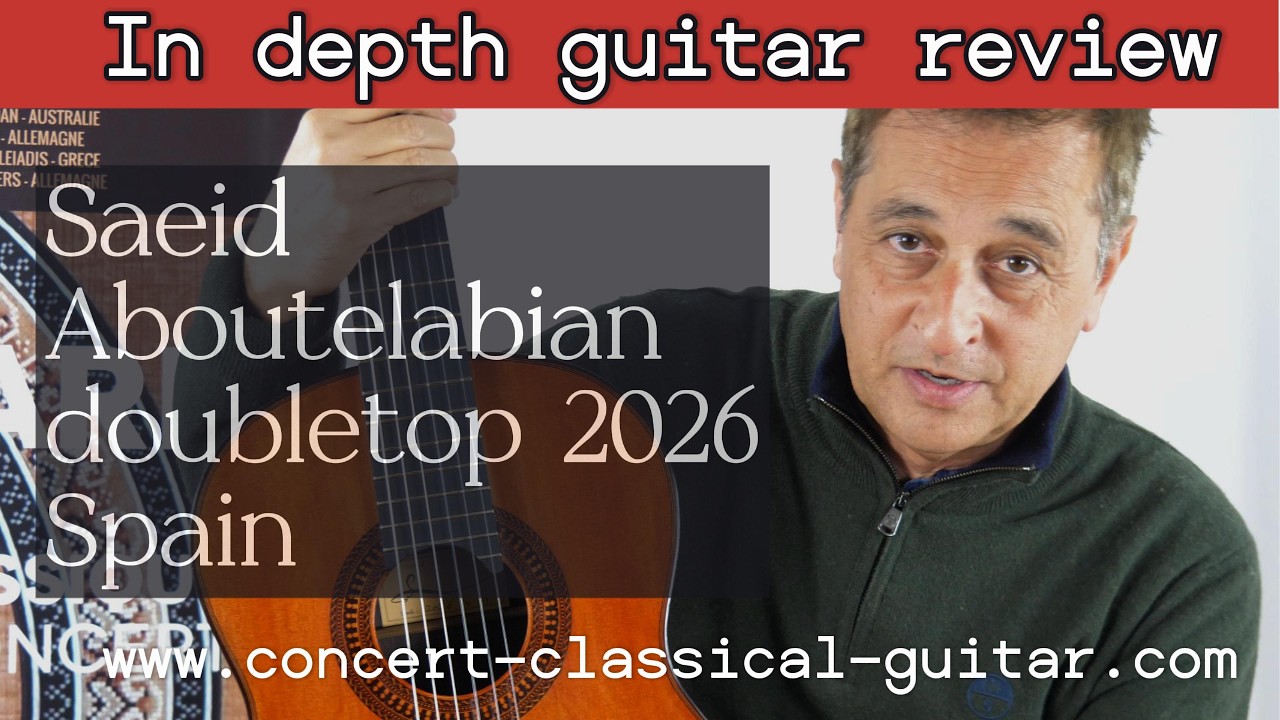Review Saeid Aboutalebian 2026 No 71 www.concert-classical-guitar.com

Saeid Aboutalebian is an Iranian luthier based in Valencia, Spain. His double-top guitars are amongst the finest DTs currently available. This latest 2026 No. 71 guitar incorporates two significant modifications: the inner top, previously made of balsa, has been replaced with a flamed cedar top, and the bracing used is Friederich bracing.  The result is breathtaking: power combined with both warmth and brilliance. This double-top guitar is every bit as good as the finest DTs (Wagner, Dammann, etc.), and counts the duo Resonantia (Bernadeta MIDZIAŁEK & Guy-Jean MAGGIO) amongst its admirers. 


The finest concert guitars are available at :
www.guitare-classique-concert.fr
www.concert-classical-guitar.com
www.klassische-meistergitarren.de


For any additional information: contact andre@guitare-classique-concert.fr