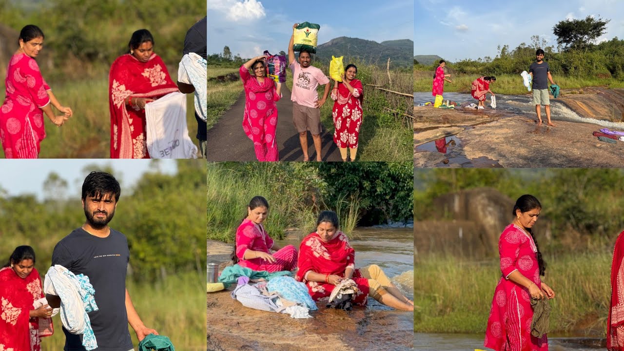 అరకు వెళ్లిన కూడా మనకి పని తప్పదు🤦‍♂️వాటర్ ఫాల్స్ దగ్గరికి వెళ్లి బట్టలుఉతుకున్నం😳#deevena#songshoot