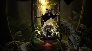 "GET OFF MY SON!" 😡 | Father Panther's Desperate Fight vs. Giant Anaconda! #shorts