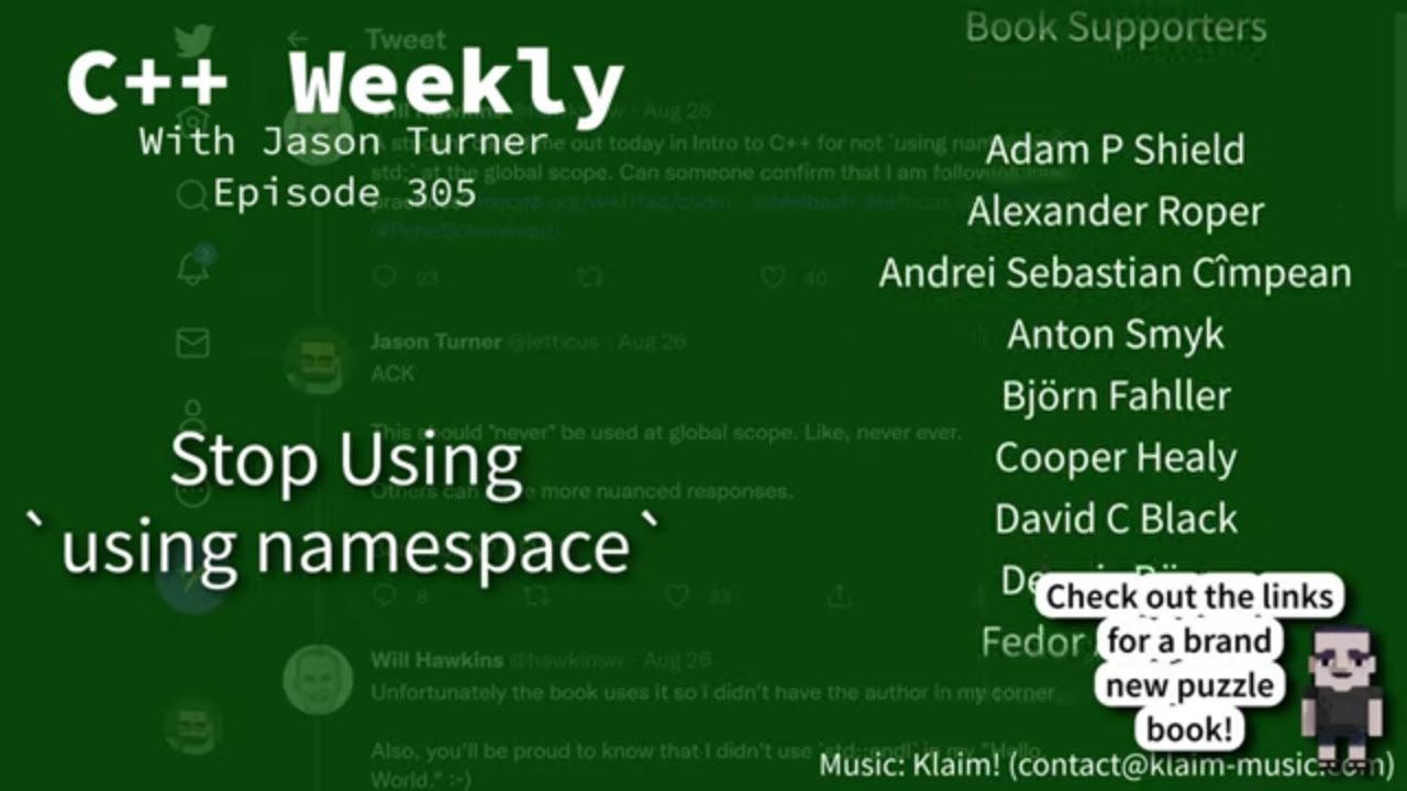 using namespace std  2022 New  C++ Weekly - Ep 305 - Stop Using `using namespace`