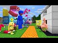 POPPY PLAYTIME vs SPONGEBOB SECURITY HOUSE! Boxy Boo Huggy HOUSE DEFENCE Challenge in Minecraft