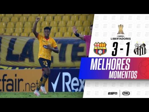 SANTOS LEVA 3 DO BARCELONA-EQU E ESTÁ ELIMIINADO DA LIBERTADORES | Melhores Momentos