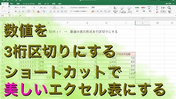 数値を3桁区切りにするショートカットで見やすいエクセルデータに