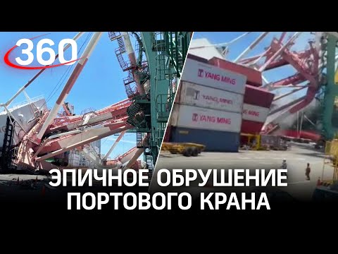 Видео: эпичное обрушение портового крана в Китае