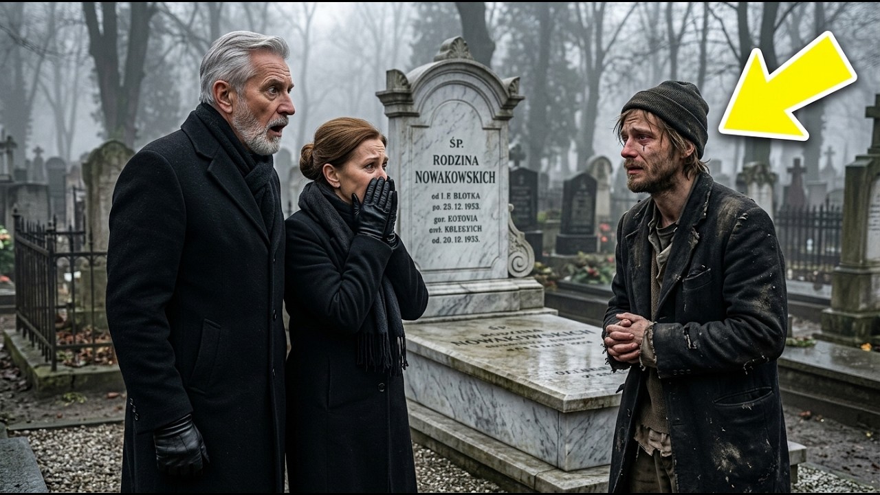 „Mamo, tato… ja żyję!” – żebrak krzyknął na cmentarzu do bogatego małżeństwa.