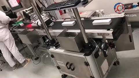 Automatic pharm carton box real time tracking label printing top labeling machine testing video